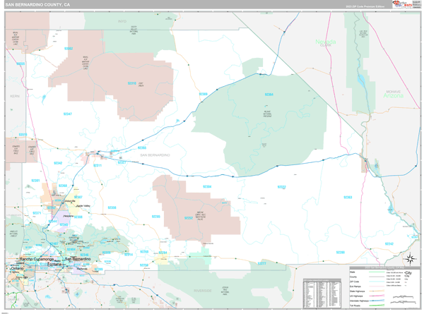 San Bernardino County, CA Zip Code Map